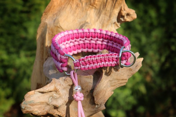 Paracord Zugstopphalsband Rose Pink & Salmon 30/36 * 4