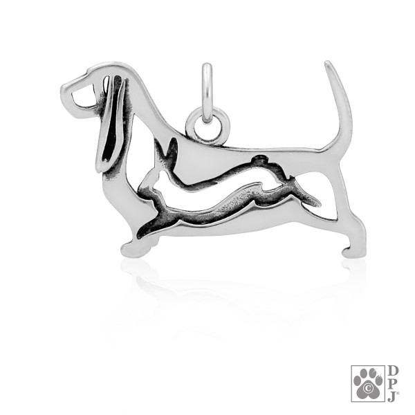 Basset Hound with Rabbit in the Body - Anhänger 925er Sterlingsilber