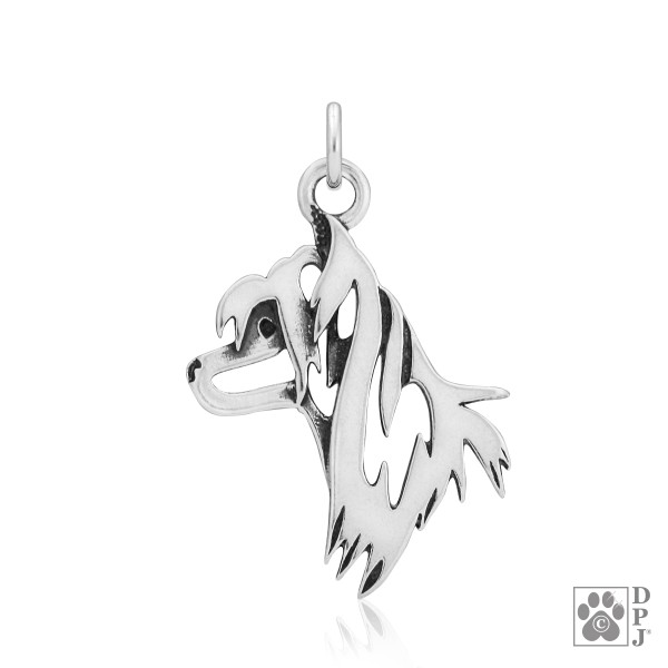 Chinese Crested Head - Anhänger 925er Sterlingsilber
