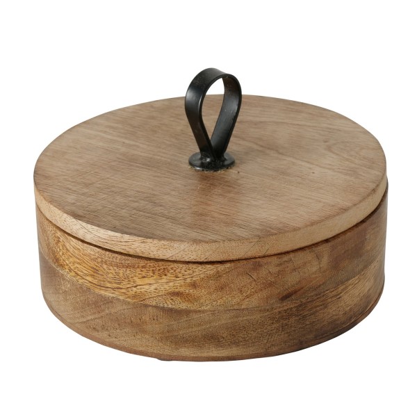 Mangoholz Dose Kabir mit Deckel und Eisengriff